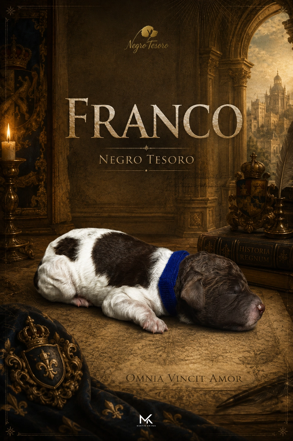 franco-negro-tesoro-vrh-f Die einen Tag alte Lagotto-Romagnolo-Hündin Etna Negro Tesoro aus dem E-Wurf